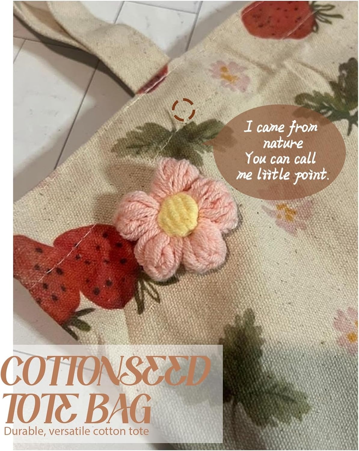 image:imageMiss Adola Aesthetic Cottonseed Tote Bag for Women with Magnetic Buckle and Inner Pocket for Lady Cloth Cotton Tote BagRed Flower
