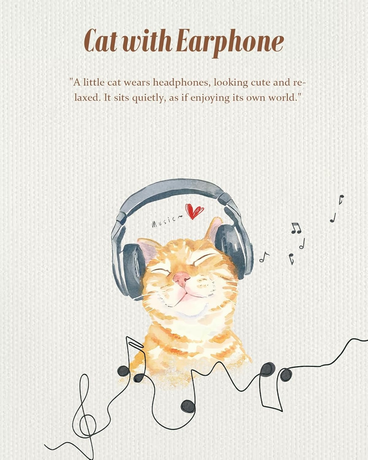 image:imageMiss Adola Large Tote Bag for Women Aesthetic Cute Big Canvas Bags with Zipper Cotton Shoulder Bag for Gym Travel WorkCat With Earphone
