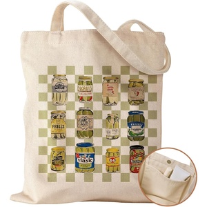 image:imageMiss Adola Aesthetic Cottonseed Tote Bag for Women  with Magnetic Buckle and Inner Pocket for Lady Cloth Cotton Tote BagCanned Kimchi