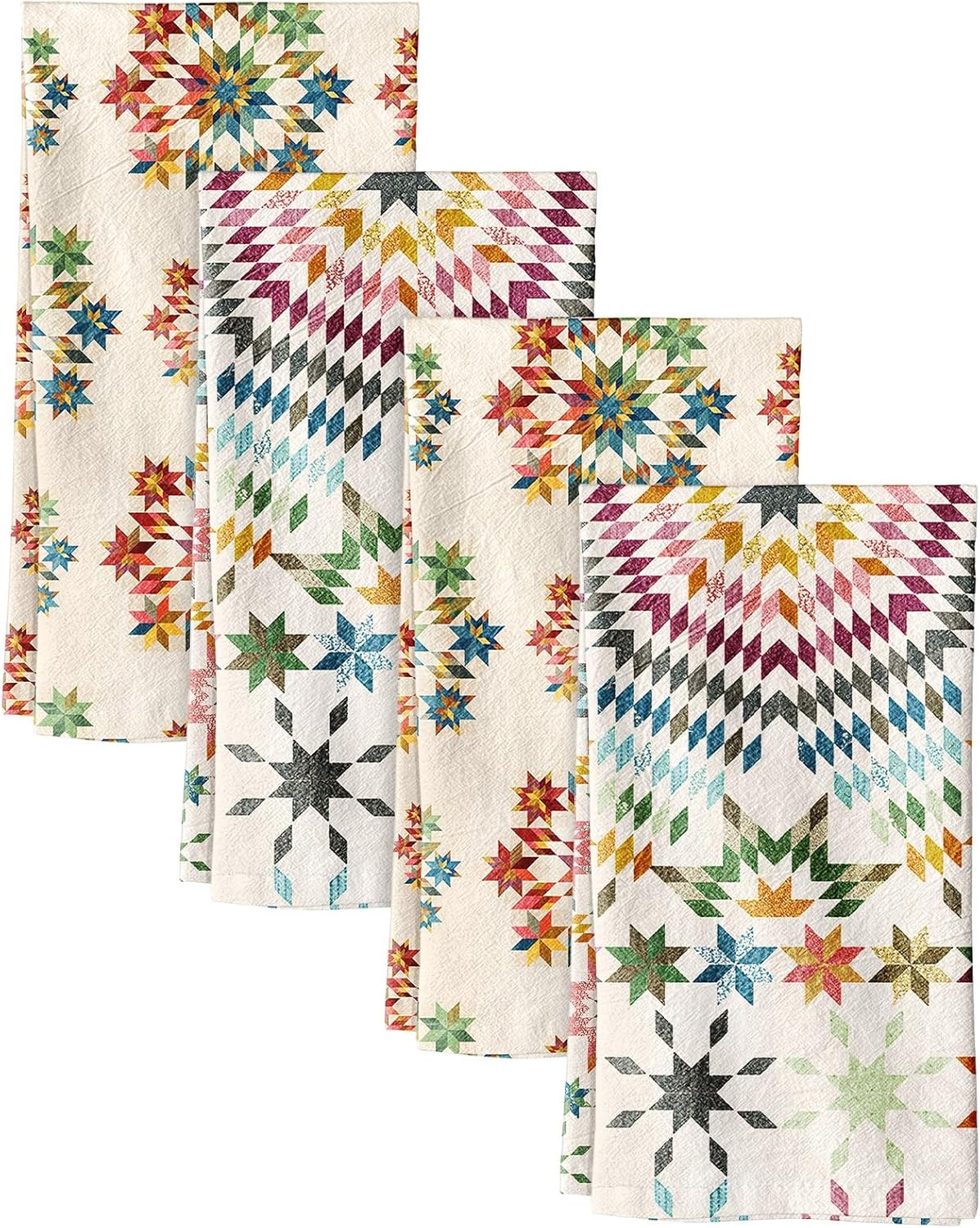 image:imageMiss Adola 2 Pack Flour Sack Kitchen Towels 16x26 Inch Cotton Dish Towels with Hanging Loop Reusable Geometric Boho Modern Tea Towel Absorbent Dishcloths Home Decor Beige BohemiaStarburst Design