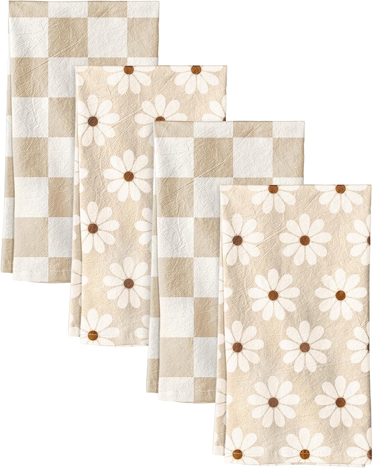 image:imageMiss Adola 2 Pack Flour Sack Kitchen Towels 16x26 Inch Cotton Dish Towels with Hanging Loop Reusable Geometric Boho Modern Tea Towel Absorbent Dishcloths Home Decor Beige BohemiaBeige Daisy