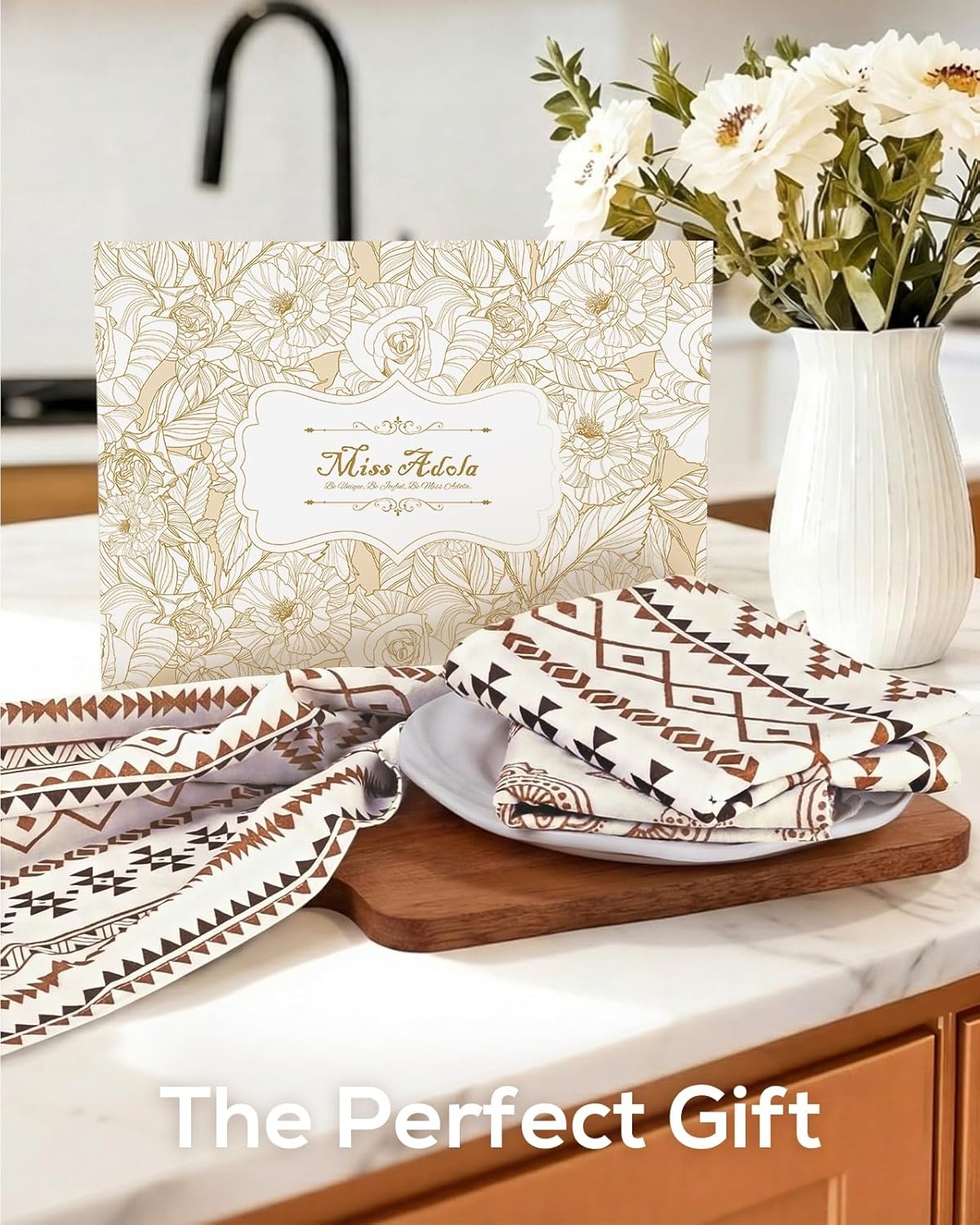 image:imageMiss Adola 2pcs Flour Sack Kitchen Towels 18x 26 Cotton Kitchen Hand Towels with Hanging Loop Reusable Geometric Girly Plaid Floral Tea Towel Absorbent Dishcloths Home Decor Pink FlowerBohemian