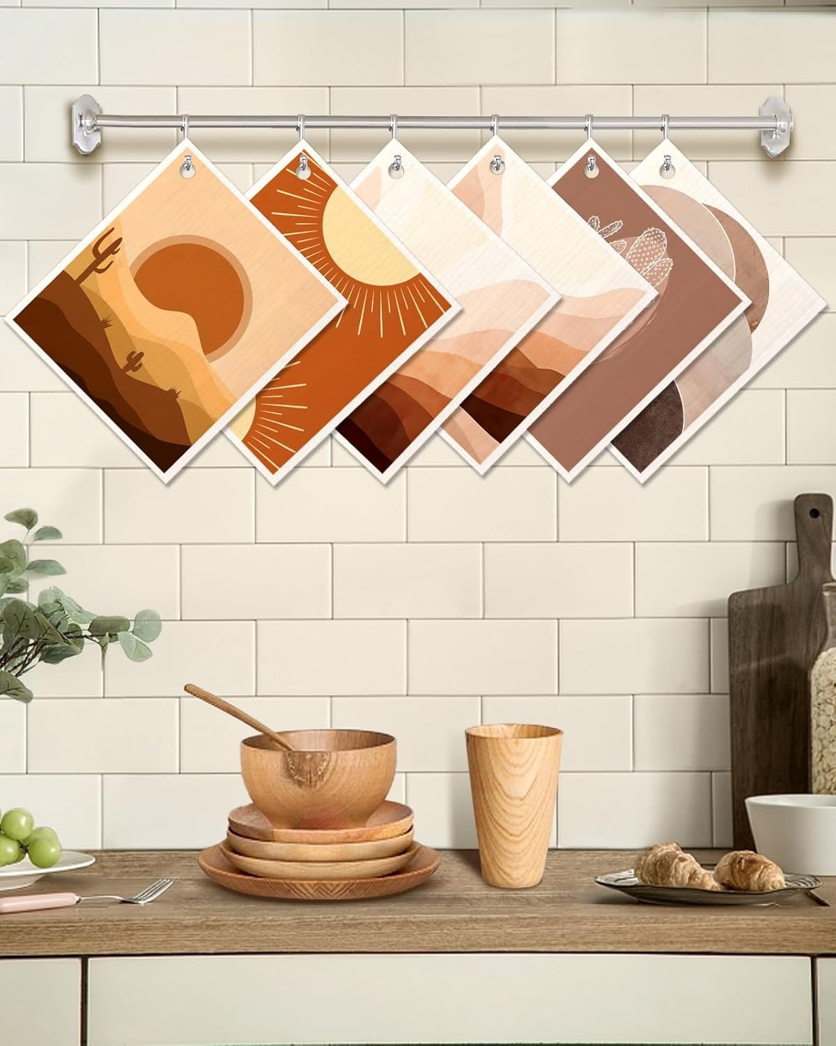 image:imageMiss Adola 6 Pack Swedish Dishcloths for Kitchen Reusable Dish Cloths for Washing Dishes Absorbent Cute Funny Kitchen Towels Cleaning Sponge Floral CatSunrise