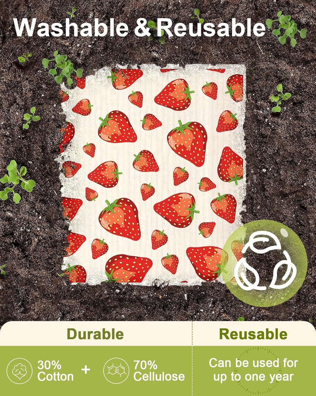image:imageMiss Adola 6 Pack Swedish Dishcloths for Kitchen Reusable Dish Cloths for Washing Dishes Absorbent Cute Funny Kitchen Towels Cleaning Sponge Floral CatLemon Fruit