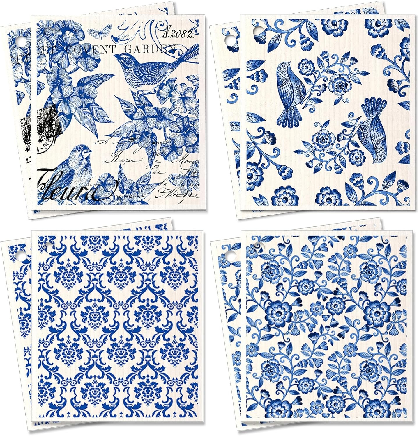 image:imageMiss Adola 6 Pack Swedish Dishcloths for Kitchen Reusable Dish Cloths for Washing Dishes Absorbent Cute Funny Kitchen Towels Cleaning Sponge Floral CatCeramic Style