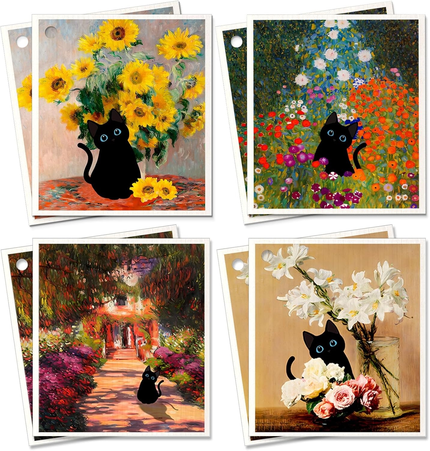 image:imageMiss Adola 6 Pack Swedish Dishcloths for Kitchen Reusable Dish Cloths for Washing Dishes Absorbent Cute Funny Kitchen Towels Cleaning Sponge Floral CatCat in Flowers
