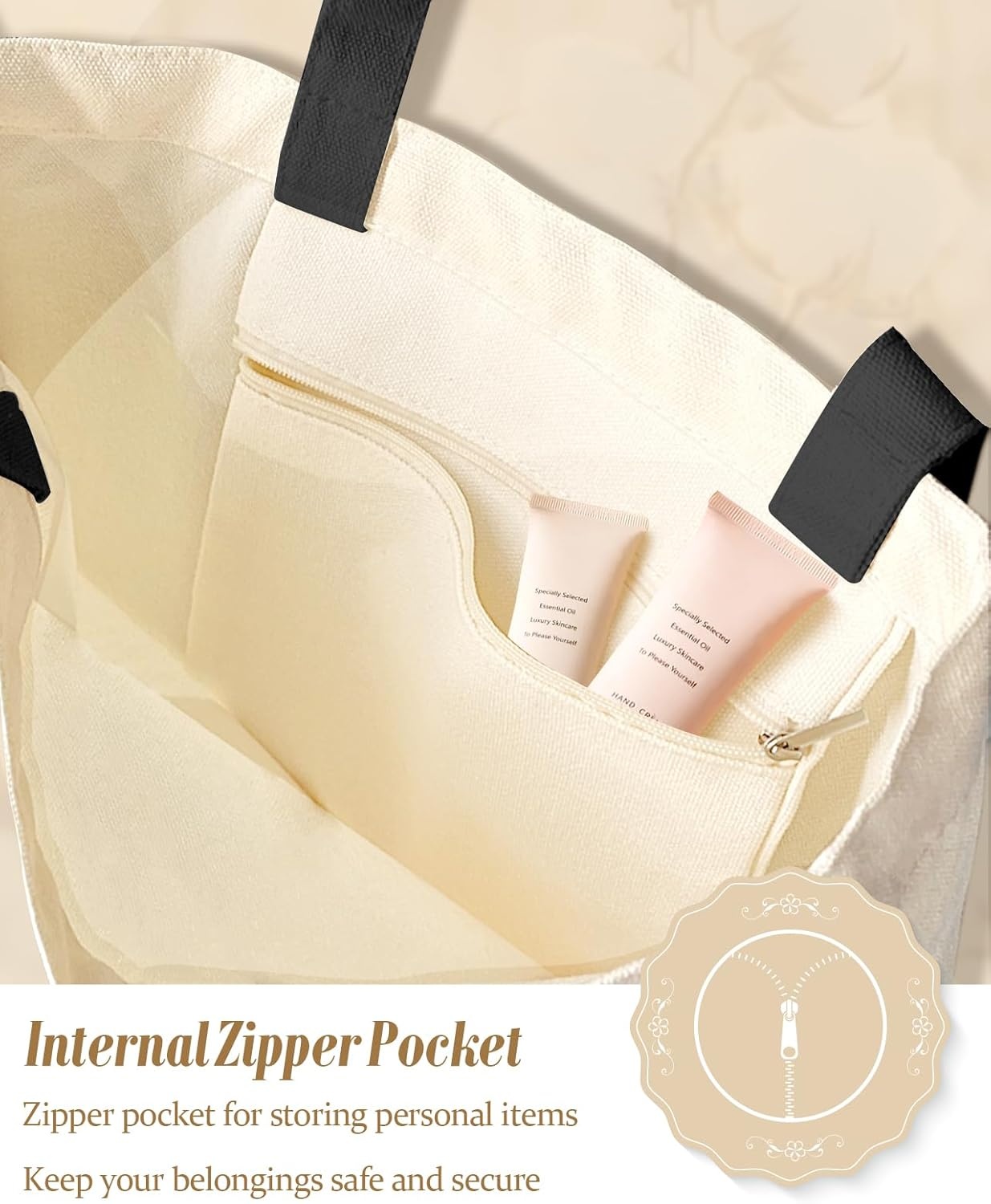 image:imageMiss Adola Aesthetic Canvas Tote Bag with Inner Pocket for Women Cloth Cotton Totes Bag with Pattern for Shopping GymBe the Light
