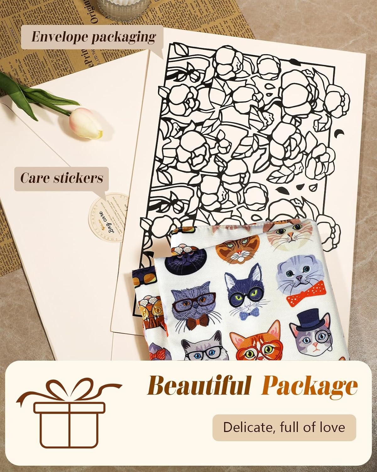 image:imageMiss Adola Aesthetic Tote Bag for Women Reusable Shoulder Bag with Buckle Fabric Bag for Gym Travel WorkGlasses Cats