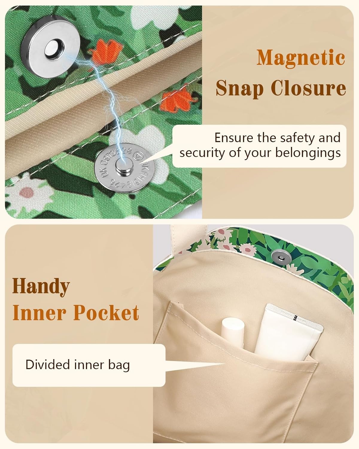 image:imageMiss Adola Aesthetic Tote Bag for Women Reusable Shoulder Bag with Buckle Fabric Bag for Gym Travel WorkGreen Three Cats