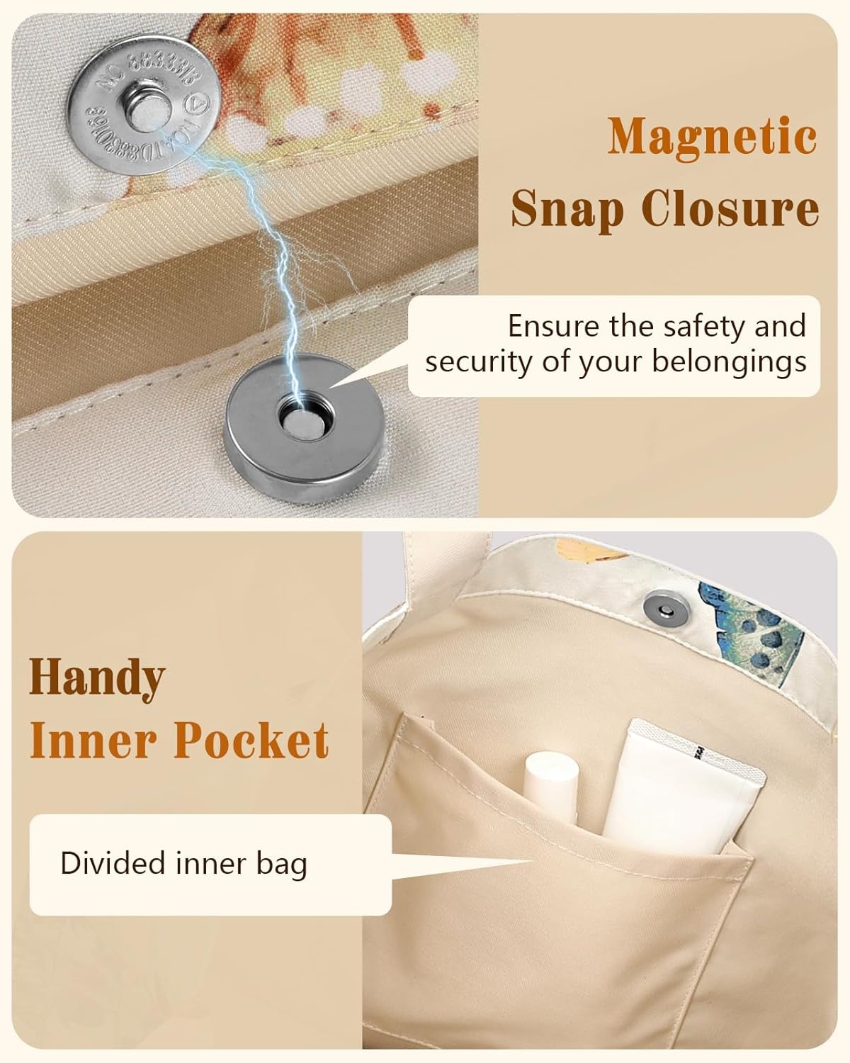 image:imageMiss Adola Aesthetic Tote Bag for Women Reusable Shoulder Bag with Buckle Fabric Bag for Gym Travel WorkInk Butterfly