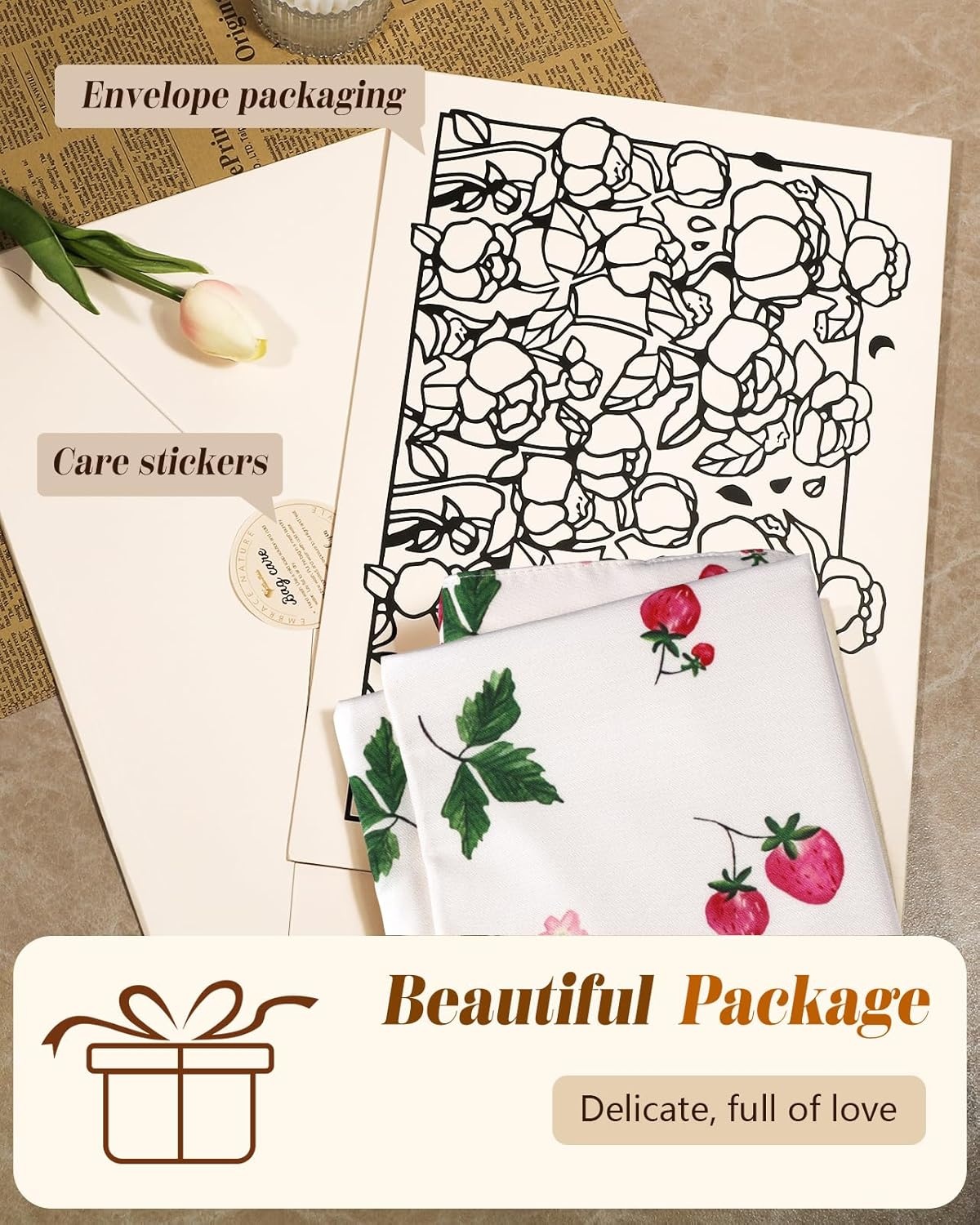 image:imageMiss Adola Aesthetic Tote Bag for Women Reusable Shoulder Bag with Buckle Fabric Bag for Gym Travel WorkStrawberry Floral