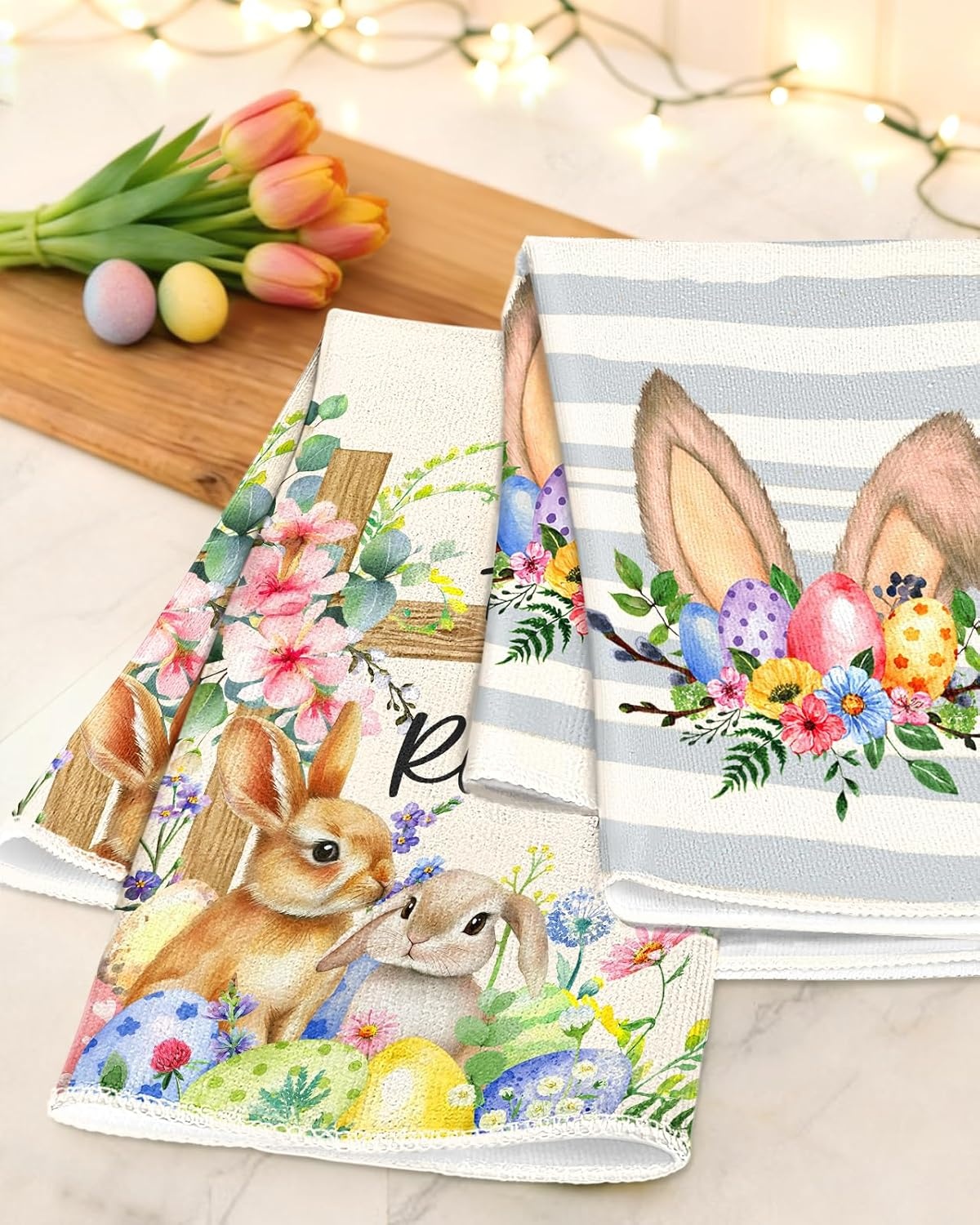 image:imageMiss Adola Easter Kitchen Towels Happy Easter 18x26 Inch Microfiber Kitchen Dish Cloth 2pcs Decorative Absorbent Hand Towels with Hanging Loop for Gifting HousewarmingHe is Risen
