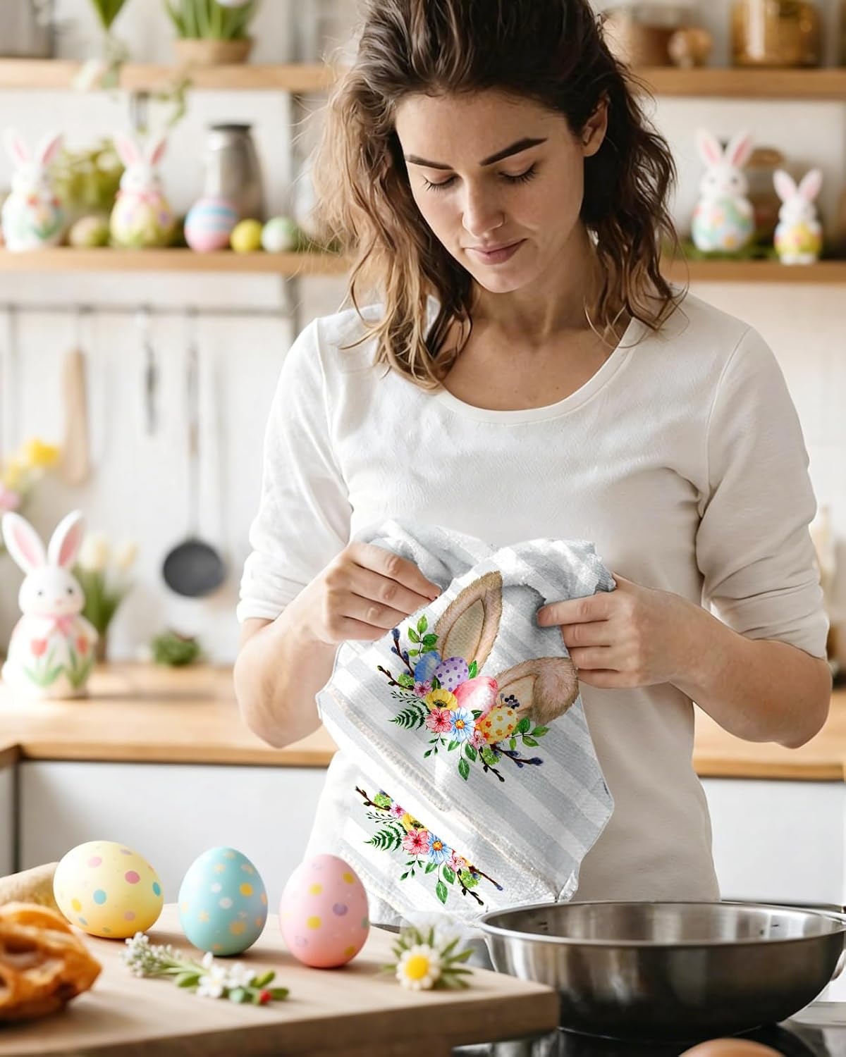 image:imageMiss Adola Easter Kitchen Towels Happy Easter 18x26 Inch Microfiber Kitchen Dish Cloth 2pcs Decorative Absorbent Hand Towels with Hanging Loop for Gifting HousewarmingHe is Risen