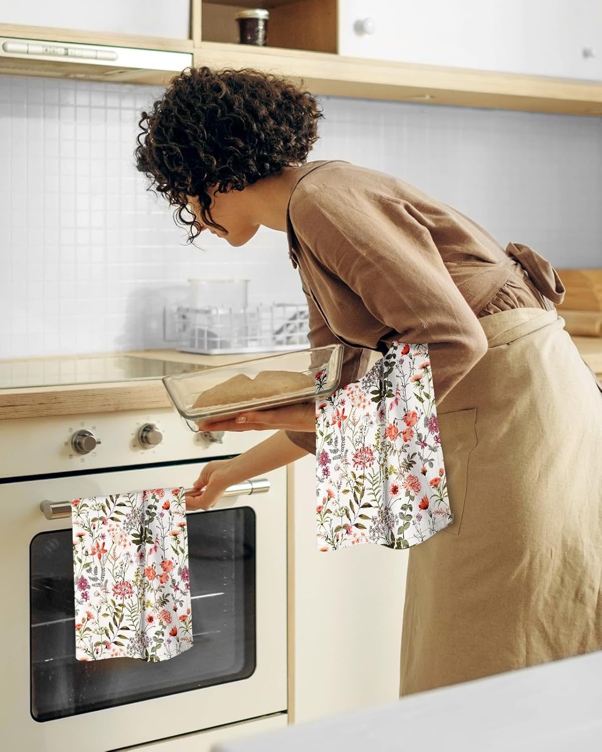 image:imageMiss Adola Flour Sack Kitchen Towels Set of 218x26 Cotton Dish Towels with Hanging Loop Reusable Tea Towel for Cleaning Spring Absorbent Dishcloths Cute Home Decor Housewarming Lemon BirdsFlower Shrubs