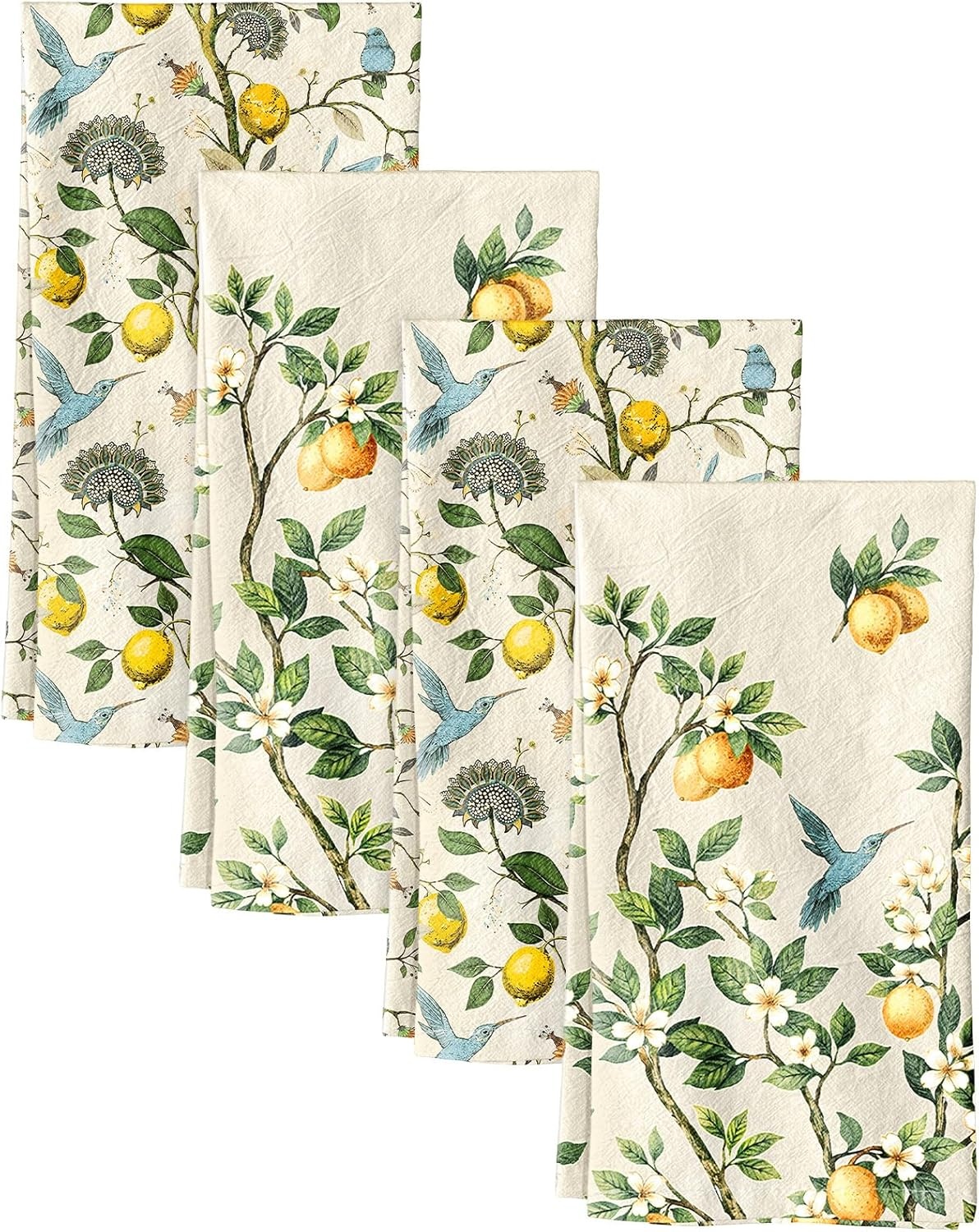 image:imageMiss Adola Flour Sack Kitchen Towels Set of 218x26 Cotton Dish Towels with Hanging Loop Reusable Tea Towel for Cleaning Spring Absorbent Dishcloths Cute Home Decor Housewarming Lemon BirdsLemon Bird