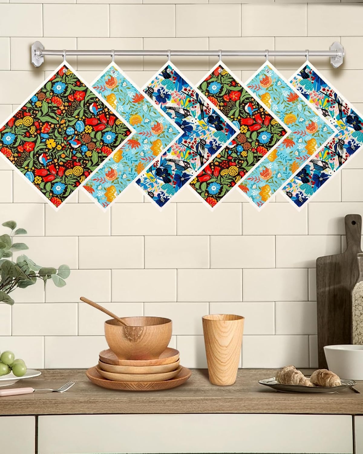 image:imageMiss Adola Kitchen Swedish Dishcloths with Hooks 6 Pack Reusable Dish Cloths for Washing Dishes Fast Drying Cute Fun Swedish Dish Towels Washable Cleaning Sponge Brown CoffeeFull Blown Flowers