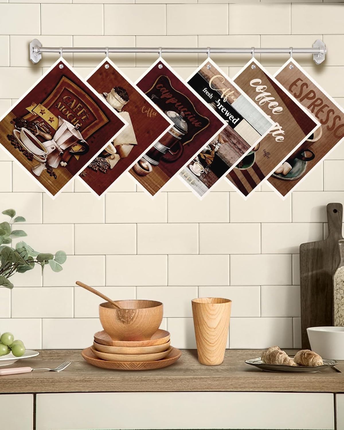 image:imageMiss Adola Kitchen Swedish Dishcloths with Hooks 6 Pack Reusable Dish Cloths for Washing Dishes Fast Drying Cute Fun Swedish Dish Towels Washable Cleaning Sponge Brown CoffeeBrown Coffee