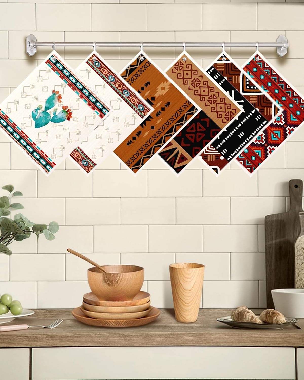 image:imageMiss Adola Kitchen Swedish Dishcloths with Hooks 6 Pack Reusable Dish Cloths for Washing Dishes Fast Drying Cute Fun Swedish Dish Towels Washable Cleaning Sponge Brown CoffeeBrown Cowboy