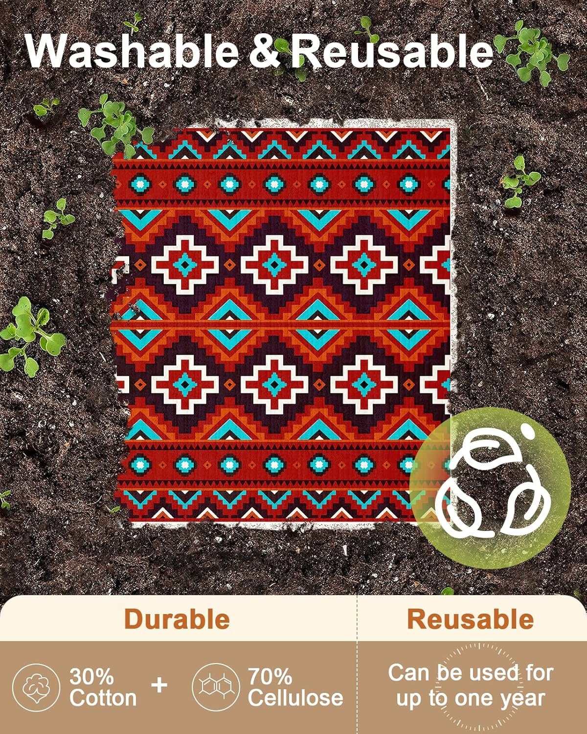 image:imageMiss Adola Kitchen Swedish Dishcloths with Hooks 6 Pack Reusable Dish Cloths for Washing Dishes Fast Drying Cute Fun Swedish Dish Towels Washable Cleaning Sponge Brown CoffeeBrown Cowboy
