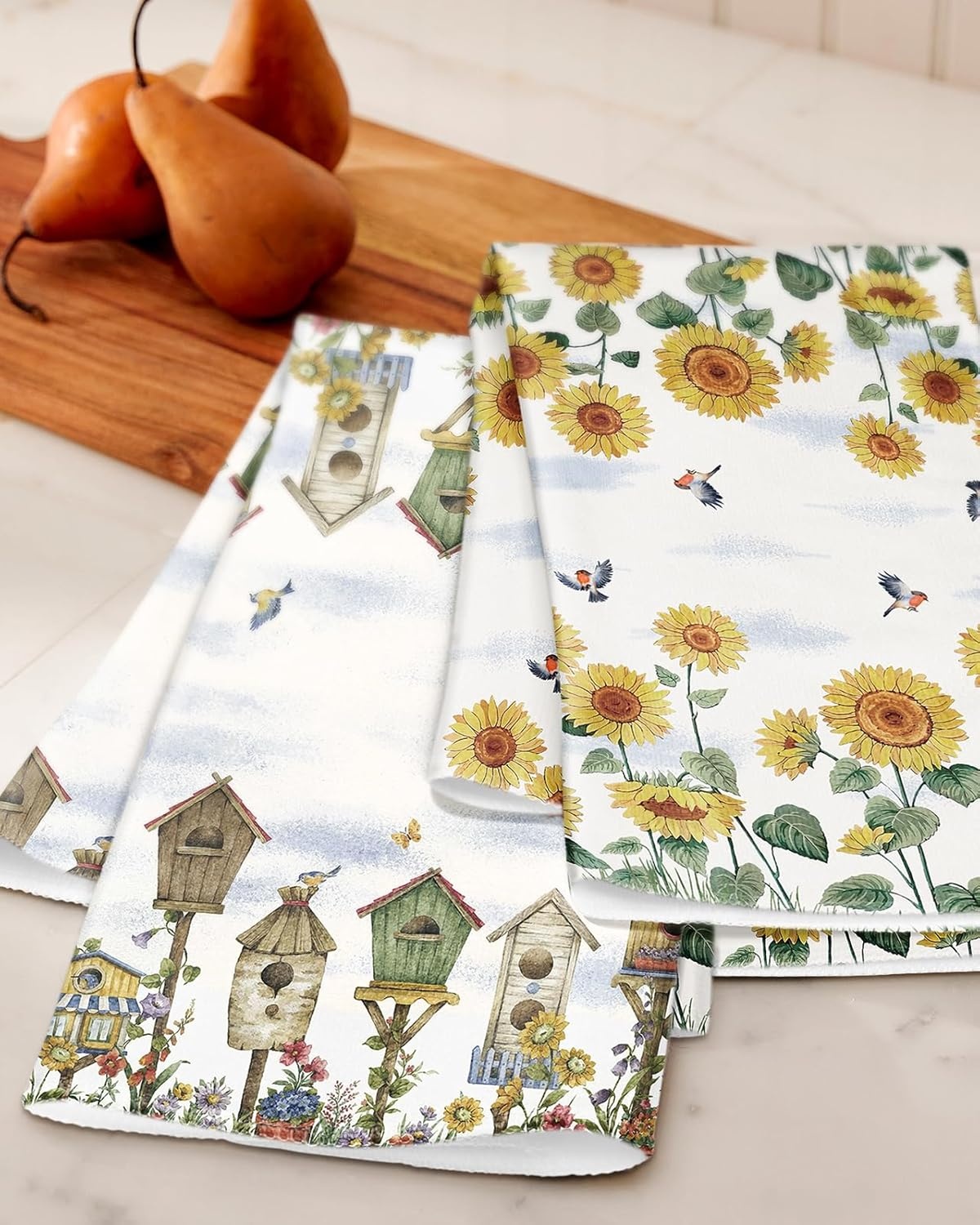 image:imageMiss Adola Microfiber Kitchen Towels Set of 2 Dish Towels for Kitchen 18 x 26 Inch Home Decoration Red Flower Grass Cute Spring Hand Towels Soft amp Absorbent Aesthetic DesignFarm Sunflower