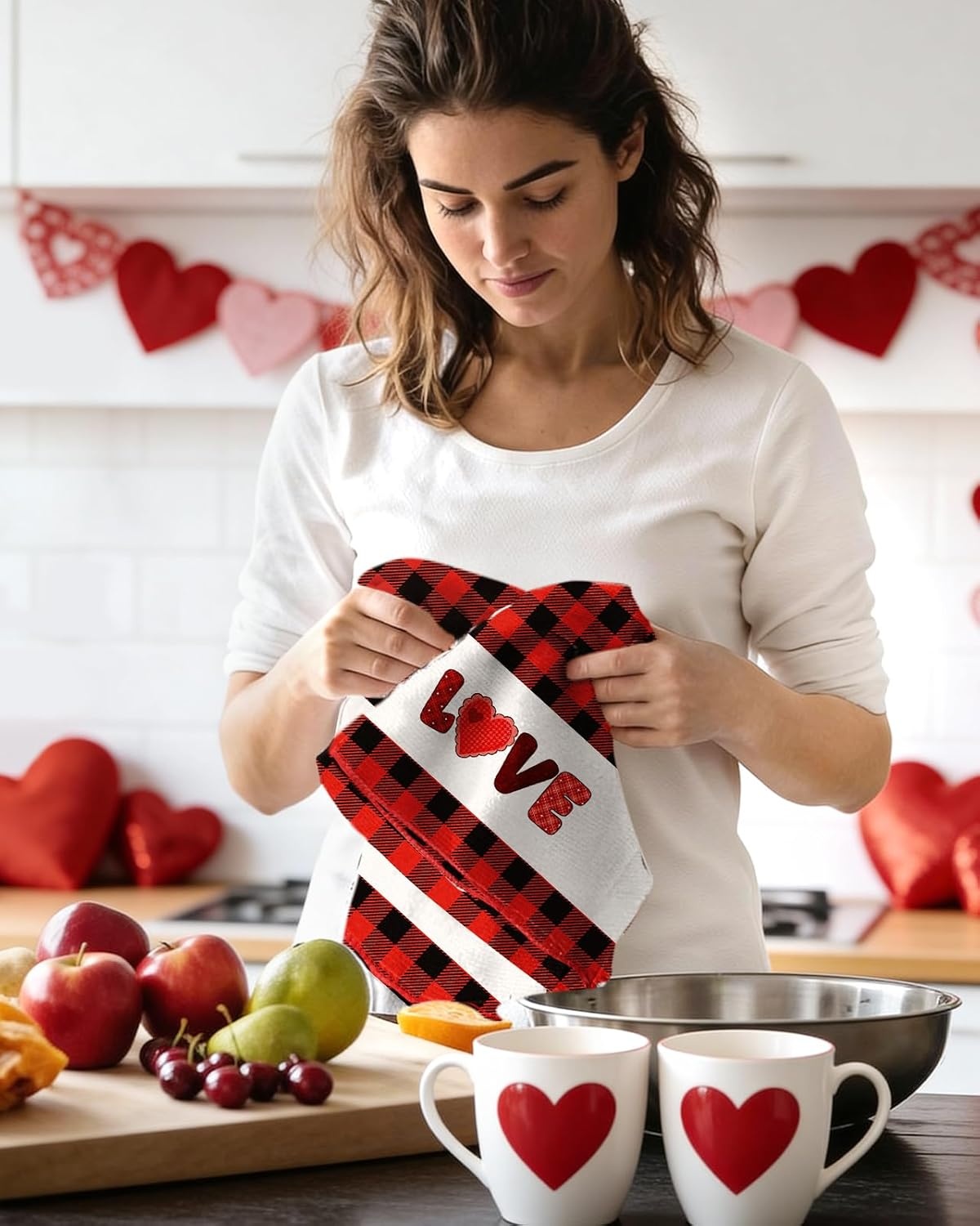 image:imageMiss Adola Microfiber Kitchen Towels Set of 2 Dish Towels for Kitchen 18 x 26 Inch Home Decoration Red Flower Grass Cute Spring Hand Towels Soft amp Absorbent Aesthetic DesignLove