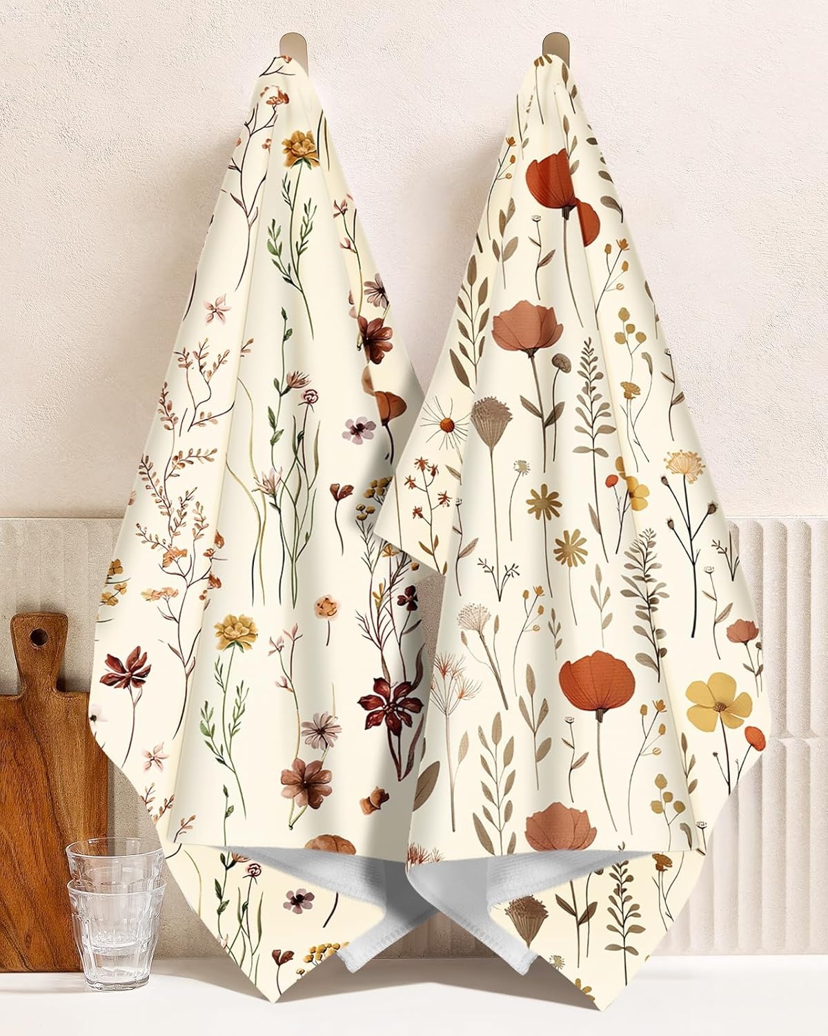 image:imageMiss Adola Microfiber Kitchen Towels Set of 2 Dish Towels for Kitchen 18 x 26 Inch Home Decoration Red Flower Grass Cute Spring Hand Towels Soft amp Absorbent Aesthetic DesignGrow Flower