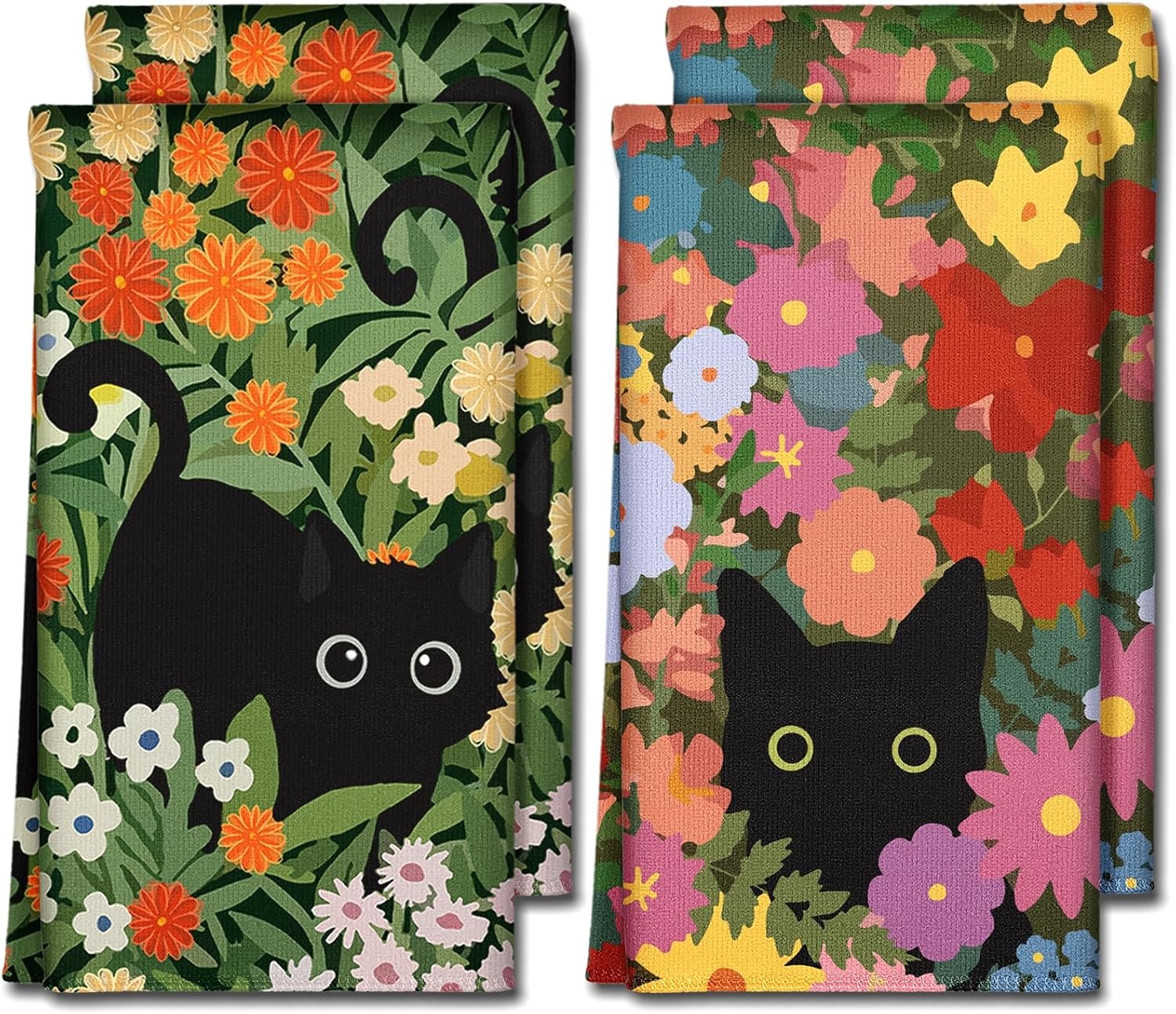 image:imageMiss Adola Microfiber Kitchen Towels Set of 2 Dish Towels for Kitchen 18 x 26 Inch Home Decoration Red Flower Grass Cute Spring Hand Towels Soft amp Absorbent Aesthetic DesignCat Flower