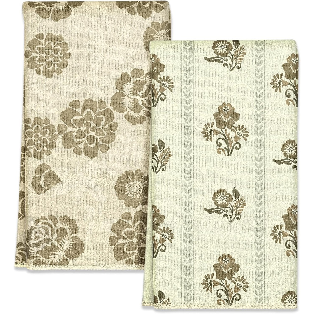 image:imageMiss Adola 2pcs Microfiber Kitchen Towels Boho Kitchen Towels Set of 2 with Hanging Loop Decorative Absorbent 18x26 Inch Hand Towel Botanical Design Dish Cloth for Housewarming Gift French CountryRustic Flower