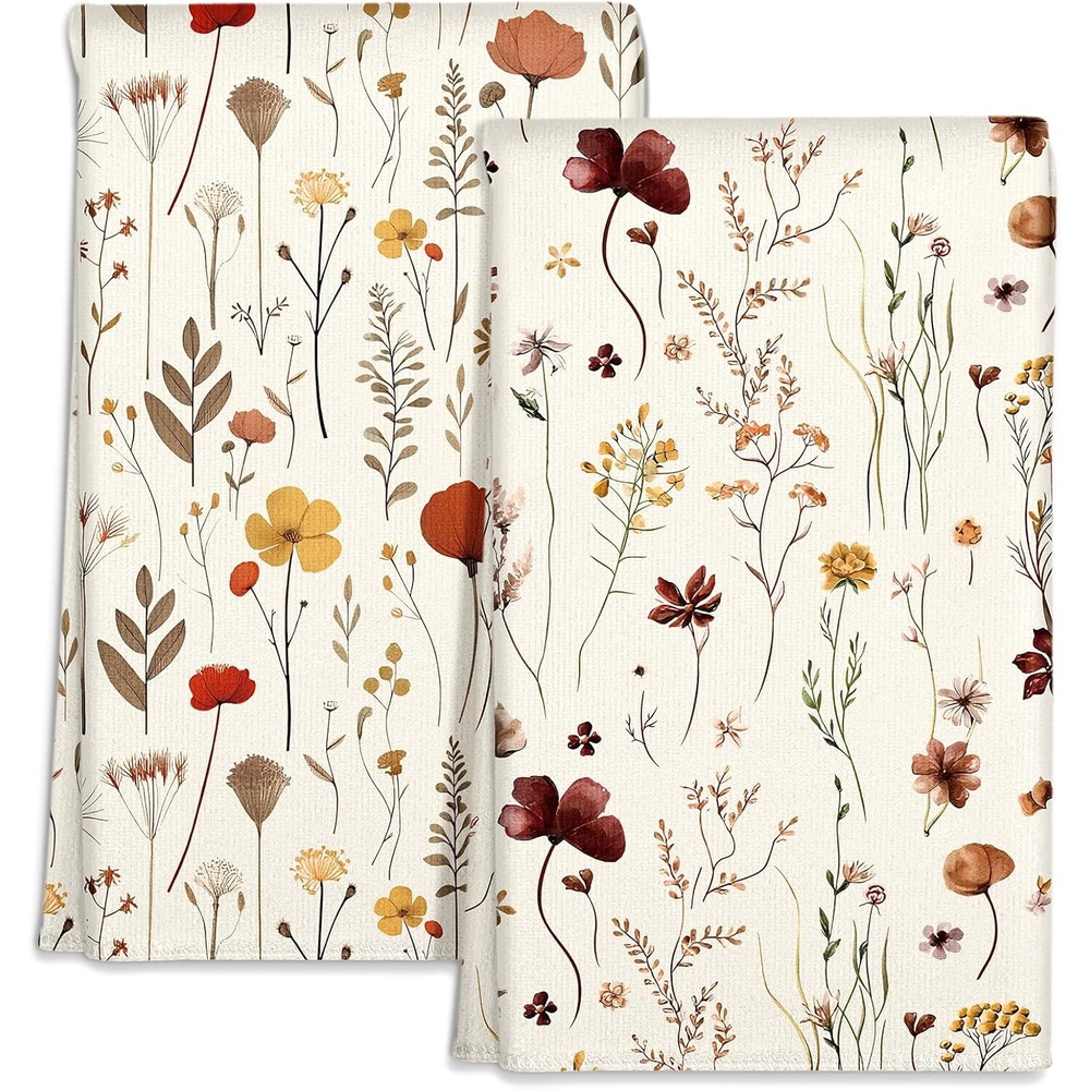 image:imageMiss Adola Microfiber Kitchen Towels Set of 2 Dish Towels for Kitchen 18 x 26 Inch Home Decoration Red Flower Grass Cute Spring Hand Towels Soft amp Absorbent Aesthetic DesignGrow Flower