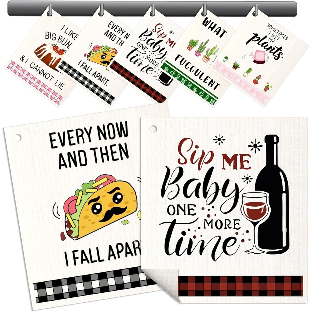 image:imageMiss Adola Swedish Dishcloths for Kitchen 5 Pack Reusable Dish Cloths for Washing Dishes Absorbent Cute Funny Kitchen Towels Cleaning Sponge Animal ForestFunny Kitchen