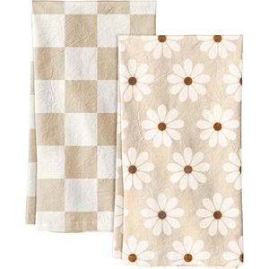 image:imageMiss Adola 2 Pack Flour Sack Kitchen Towels  16x26 Inch Cotton Dish Towels with Hanging Loop Reusable Geometric Boho Modern Tea Towel Absorbent Dishcloths Home Decor Beige BohemiaBeige Daisy