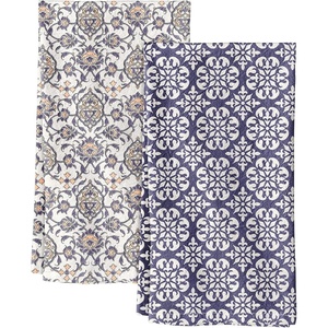 image:imageMiss Adola 2 Pack Flour Sack Kitchen Towels  16x26 Inch Cotton Dish Towels with Hanging Loop Reusable Geometric Boho Modern Tea Towel Absorbent Dishcloths Home Decor Beige BohemiaBlue Boho Style