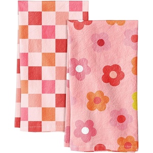 image:imageMiss Adola 2 Pack Flour Sack Kitchen Towels  16x26 Inch Cotton Dish Towels with Hanging Loop Reusable Geometric Boho Modern Tea Towel Absorbent Dishcloths Home Decor Beige BohemiaPink Checkered Flower
