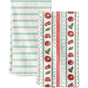 image:imageMiss Adola 2 Pack Flour Sack Kitchen Towels  16x26 Inch Cotton Dish Towels with Hanging Loop Reusable Geometric Boho Modern Tea Towel Absorbent Dishcloths Home Decor Beige BohemiaStripe Fruit