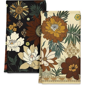 image:imageMiss Adola 2pcs Microfiber Kitchen Towels  Boho Kitchen Towels Set of 2 with Hanging Loop Decorative Absorbent 18x26 Inch Hand Towel Botanical Design Dish Cloth for Housewarming Gift French CountryModern Flower