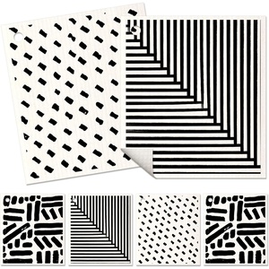 image:imageMiss Adola 6 Pack Swedish Dishcloths for Kitchen  Reusable Dish Cloths for Washing Dishes Absorbent Cute Funny Kitchen Towels Cleaning Sponge Floral CatLine Drawing
