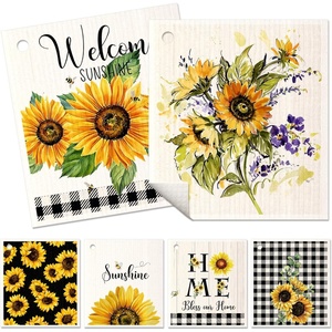 image:imageMiss Adola 6 Pack Swedish Dishcloths for Kitchen  Reusable Dish Cloths for Washing Dishes Absorbent Cute Funny Kitchen Towels Cleaning Sponge Floral CatSunflower