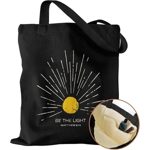 image:imageMiss Adola Aesthetic Canvas Tote Bag with Inner Pocket for Women Cloth Cotton Totes Bag with Pattern for Shopping GymBe the Light