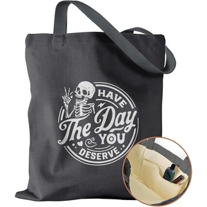 image:imageMiss Adola Aesthetic Canvas Tote Bag with Inner Pocket for Women Cloth Cotton Totes Bag with Pattern for Shopping GymDeserve Skull