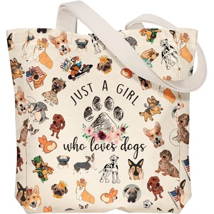 image:imageMiss Adola Aesthetic Heavy Canvas Tote Bag  with Pocket for Women Large Size 141635 Cloth Cotton Bags for ShoppingLittle Puppy