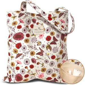 image:imageMiss Adola Aesthetic Tote Bag for Women  Reusable Shoulder Bag with Buckle Fabric Bag for Gym Travel WorkButterfly Flower