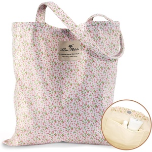 image:imageMiss Adola Aesthetic Tote Bag for Women  Reusable Shoulder Bag with Buckle Fabric Bag for Gym Travel WorkPk White Flowers