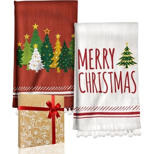 image:imageMiss Adola Christmas Kitchen Towels with Tassels  Cotton Christmas Kitchen Towels 16x26 Inch Terry Cloth Decorative Xmas Theme Dish Towel for Holiday Cute Designs with Xmas Tree for Gifting
