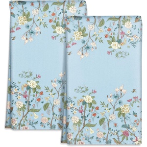 image:imageMiss Adola Cute Kitchen Towels Set of 2  Dish Towels 18 x 26 Inch Microfiber Tea Towel for Home Decorative Black Cat Flower Spring Farmhouse Soft Reusable amp Absorbent Aesthetic Vintage DesignBlue Flower