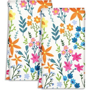 image:imageMiss Adola Cute Kitchen Towels Set of 2  Dish Towels 18 x 26 Inch Microfiber Tea Towel for Home Decorative Black Cat Flower Spring Farmhouse Soft Reusable amp Absorbent Aesthetic Vintage DesignLittle Flower