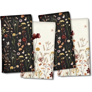 image:imageMiss Adola Cute Kitchen Towels Set of 2  Dish Towels 18 x 26 Inch Microfiber Tea Towel for Home Decorative Black Cat Flower Spring Farmhouse Soft Reusable amp Absorbent Aesthetic Vintage DesignRetro Flower
