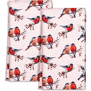 image:imageMiss Adola Cute Kitchen Towels Set of 2  Dish Towels 18 x 26 Inch Microfiber Tea Towel for Home Decorative Black Cat Flower Spring Farmhouse Soft Reusable amp Absorbent Aesthetic Vintage DesignBirds