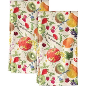 image:imageMiss Adola Flour Sack Kitchen Towels  Set of 2 Cotton Dish Towels with Hanging Loop Decorative 18x26 Inch Absorbent Cute Design for Housewarming Gifts Retro FloralFruit Symphony