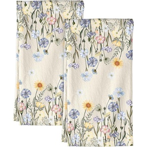 image:imageMiss Adola Flour Sack Kitchen Towels  Set of 2 Spring Dish Towels with Hanging Loop 18x26 Inch Absorbent Reusable Cotton Cloths for Cleaning Cute Design Home Decorative Housewarming Vintage FlowerColorful Flower