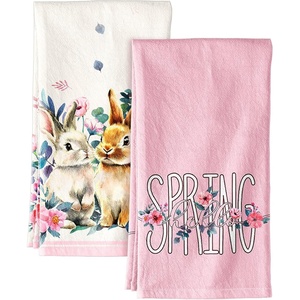 image:imageMiss Adola Flour Sack Kitchen Towels  Set of 2 Spring Dish Towels with Hanging Loop 18x26 Inch Absorbent Reusable Cotton Cloths for Cleaning Cute Design Home Decorative Housewarming Vintage FlowerSpring Bunny